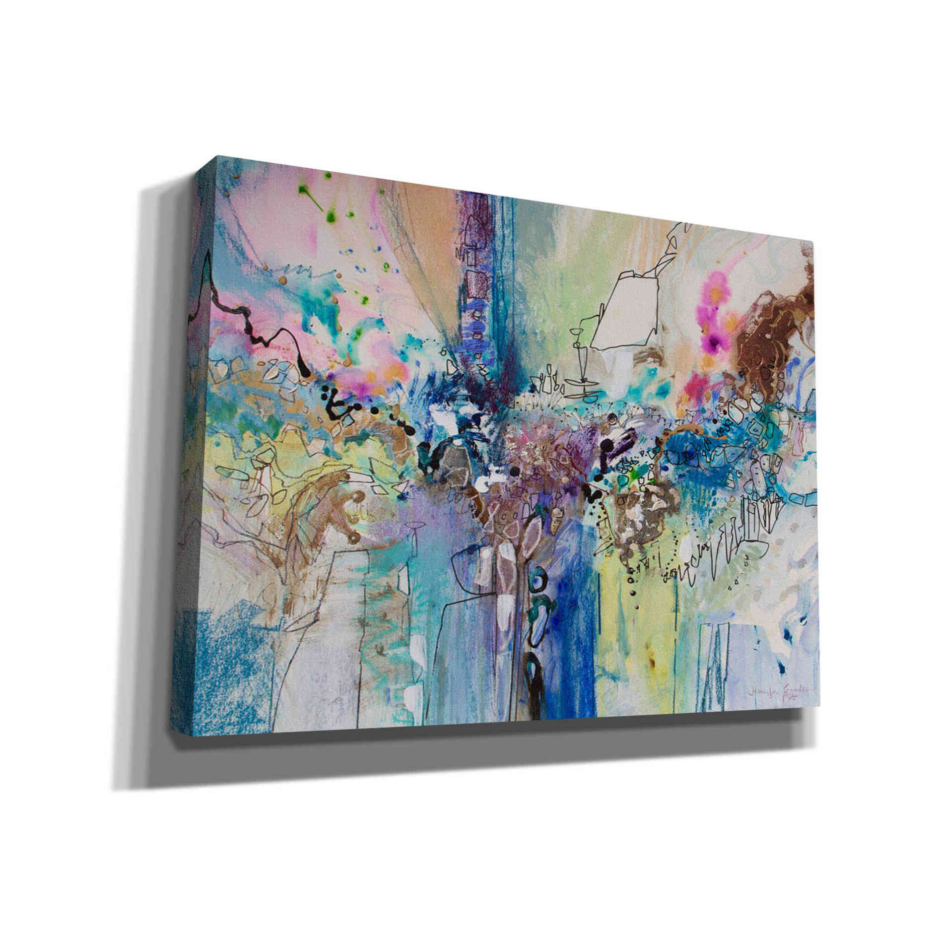 'Flow Blue with Gold Leaf 8' by Jennifer Gardner, Canvas Wall Art
