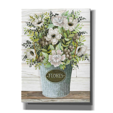 Image of 'Flores Galvanized Bucket' by Cindy Jacobs, Canvas Wall Art