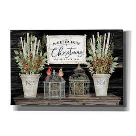 'Floral Merry Christmas' by Cindy Jacobs, Canvas Wall Art