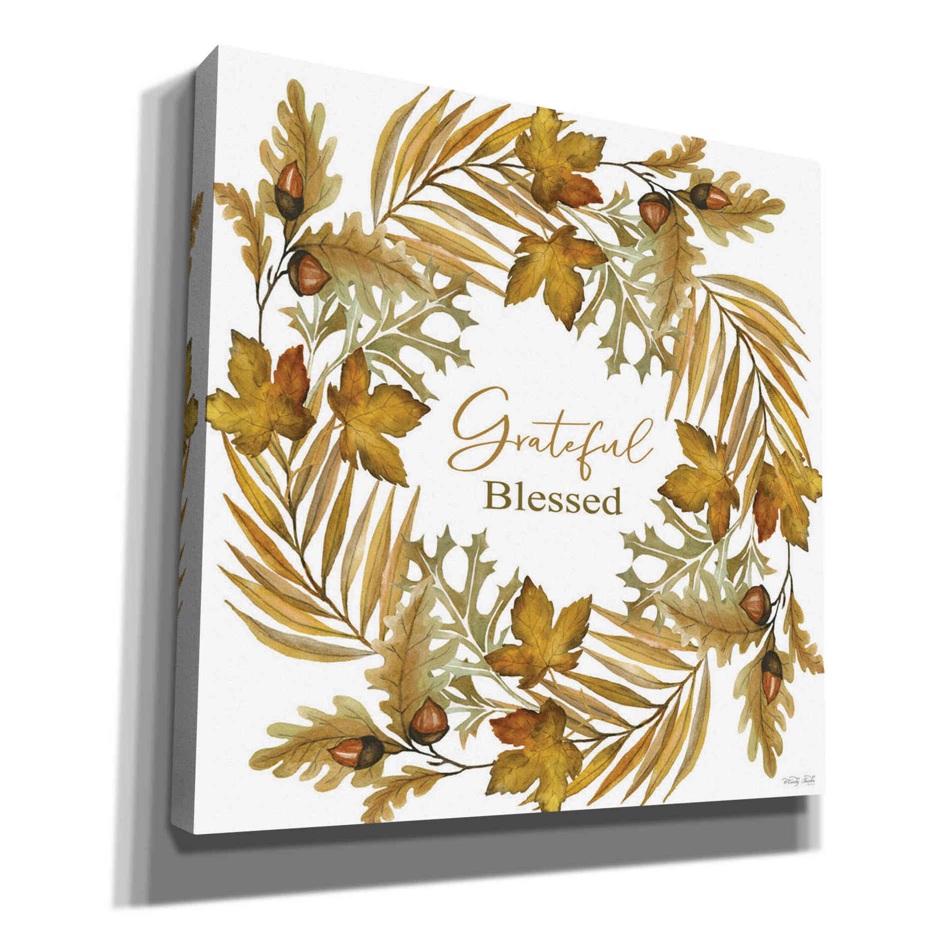 'Grateful Blessed Fall Wreath' by Cindy Jacobs, Canvas Wall Art