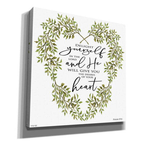 Image of 'Delight Yourself Heart Wreath' by Cindy Jacobs, Canvas Wall Art
