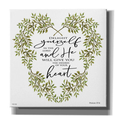 Image of 'Delight Yourself Heart Wreath' by Cindy Jacobs, Canvas Wall Art