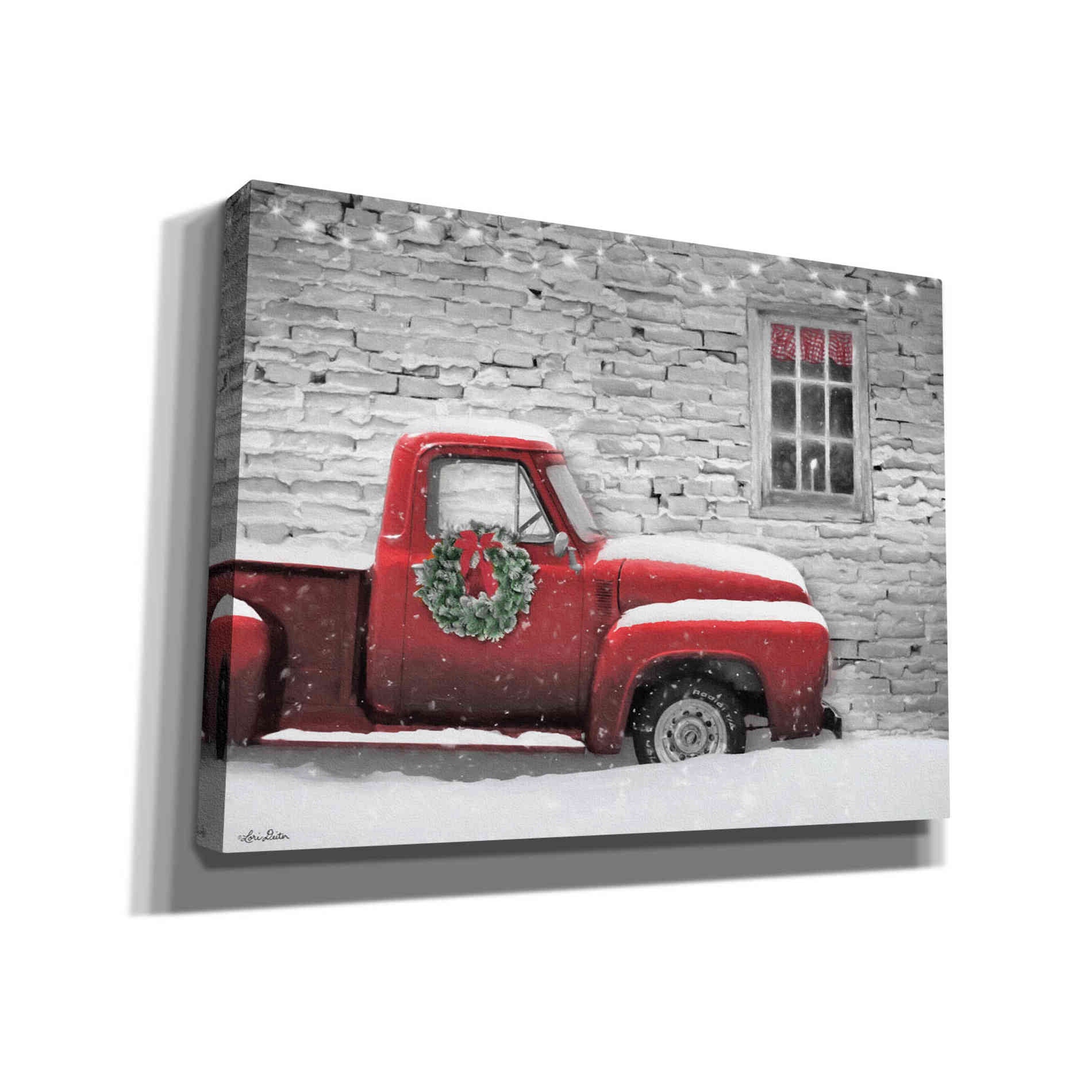'Snowy Christmas Truck' by Lori Deiter, Canvas Wall Art