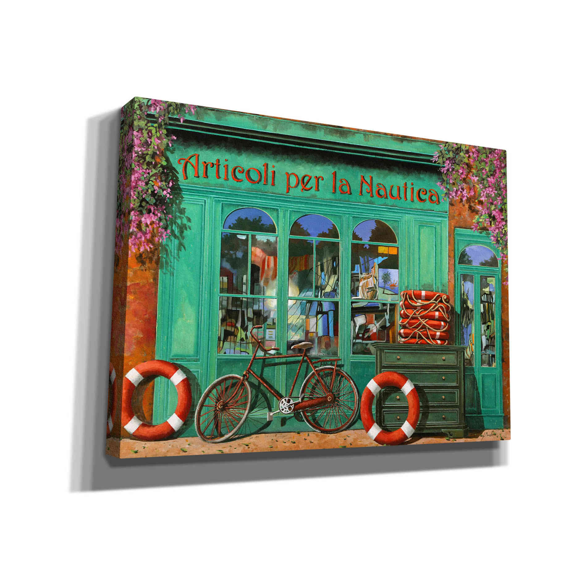 'La Bicicletta Rossa' by Guido Borelli, Canvas Wall Art