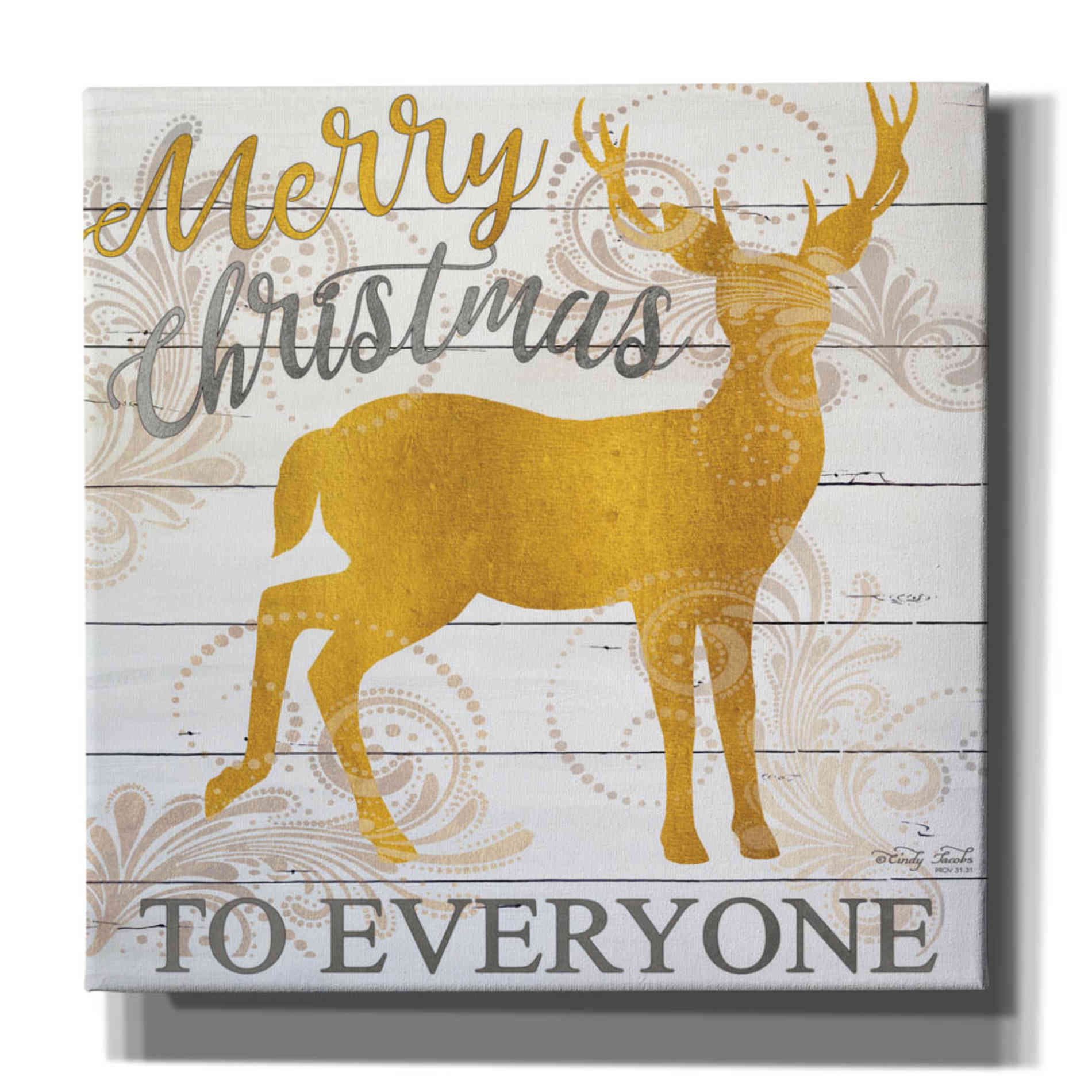 'Merry Christmas to Everyone Deer' by Cindy Jacobs, Canvas Wall Art