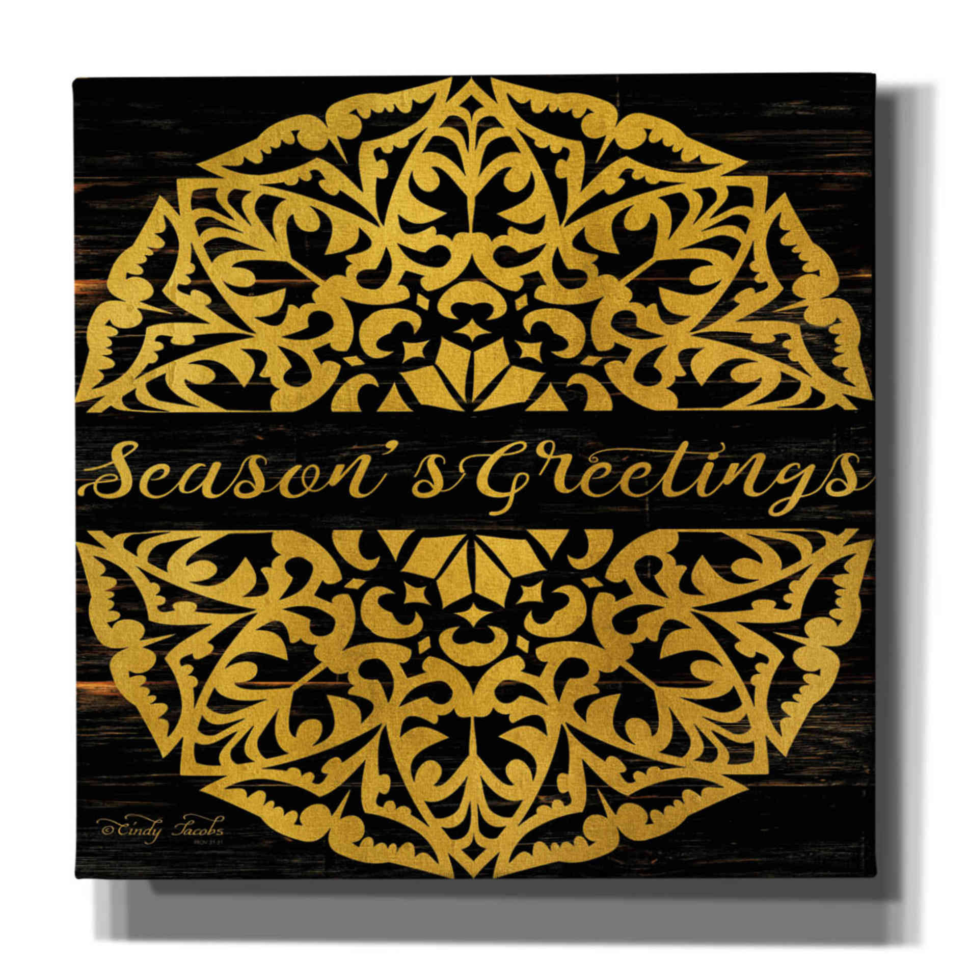 'Season's Greetings Mandala II' by Cindy Jacobs, Canvas Wall Art