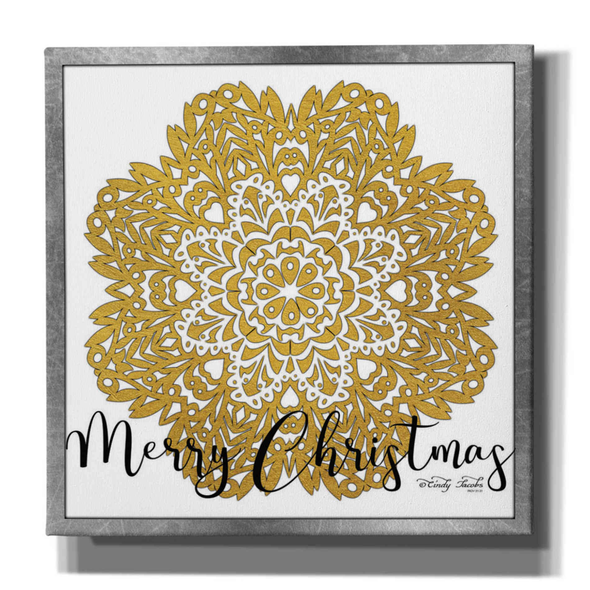 'Merry Christmas Mandala' by Cindy Jacobs, Canvas Wall Art
