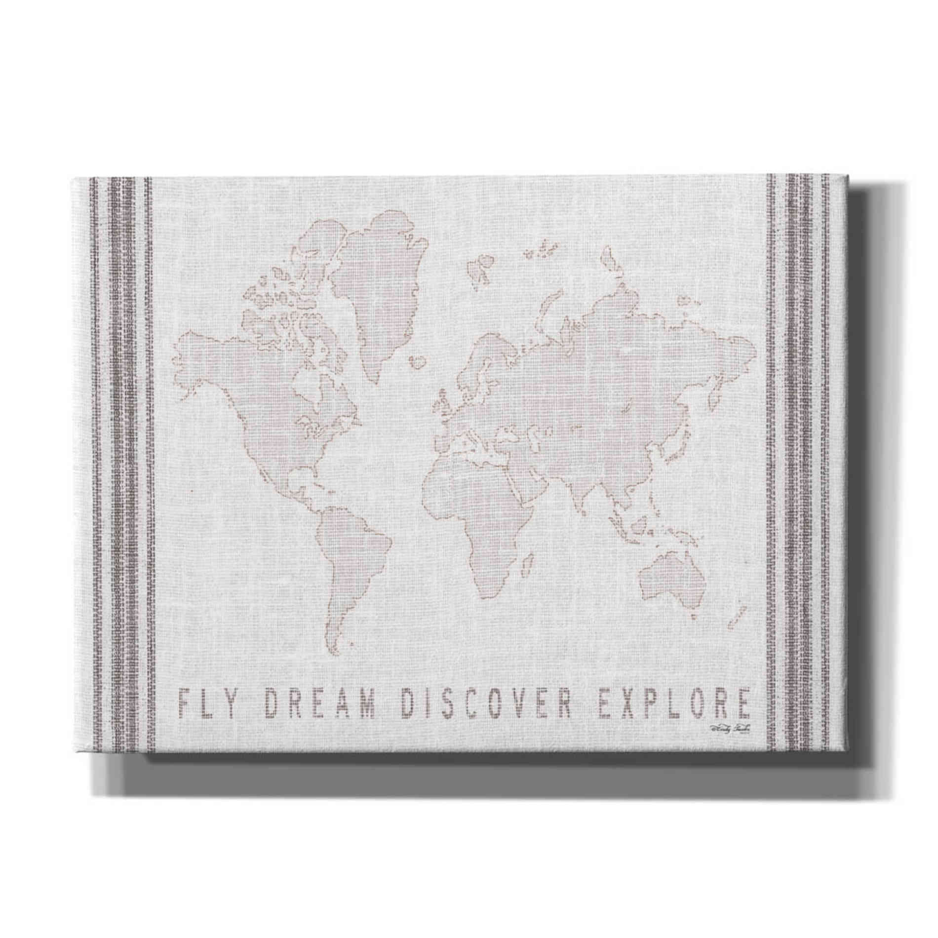 'Fly, Dream, Discover, Explore Map' by Cindy Jacobs, Canvas Wall Art