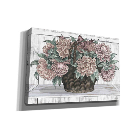 Image of 'Basket of Peonies' by Cindy Jacobs, Canvas Wall Art