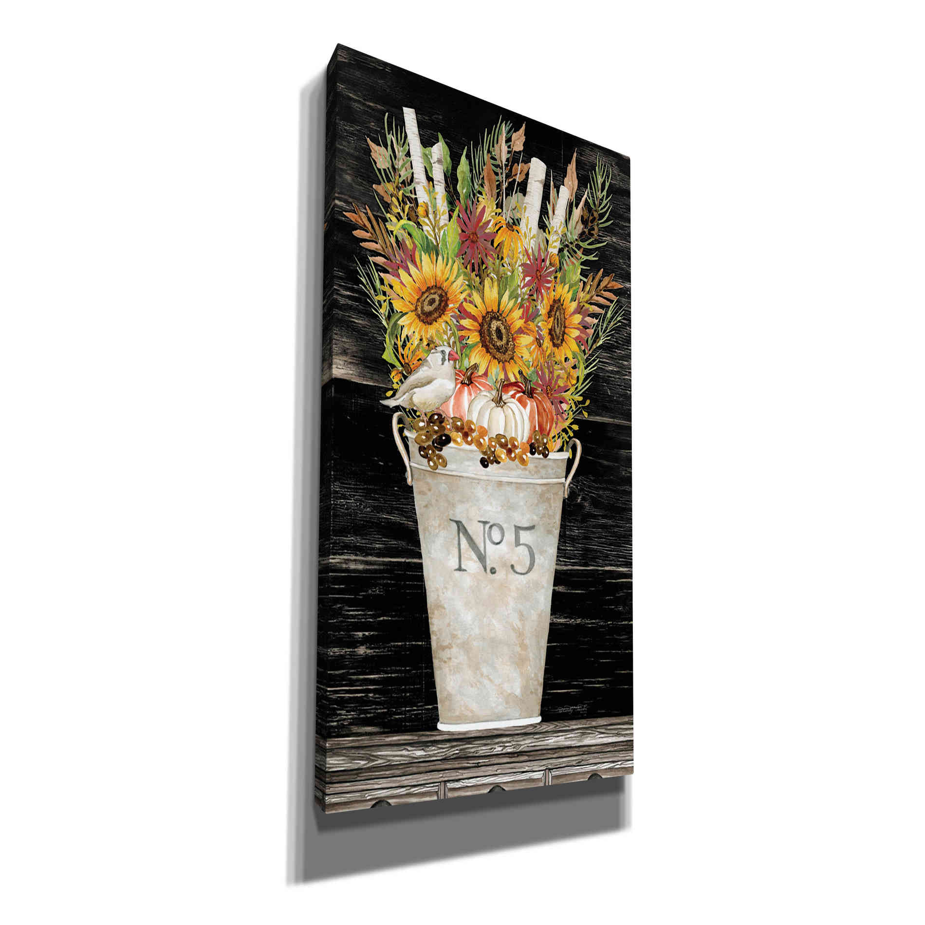 'No. 5 Fall Flowers and Birch 1' by Cindy Jacobs, Canvas Wall Art