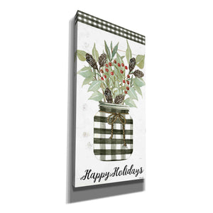 'Happy Holidays Gingham Jar' by Cindy Jacobs, Canvas Wall Art