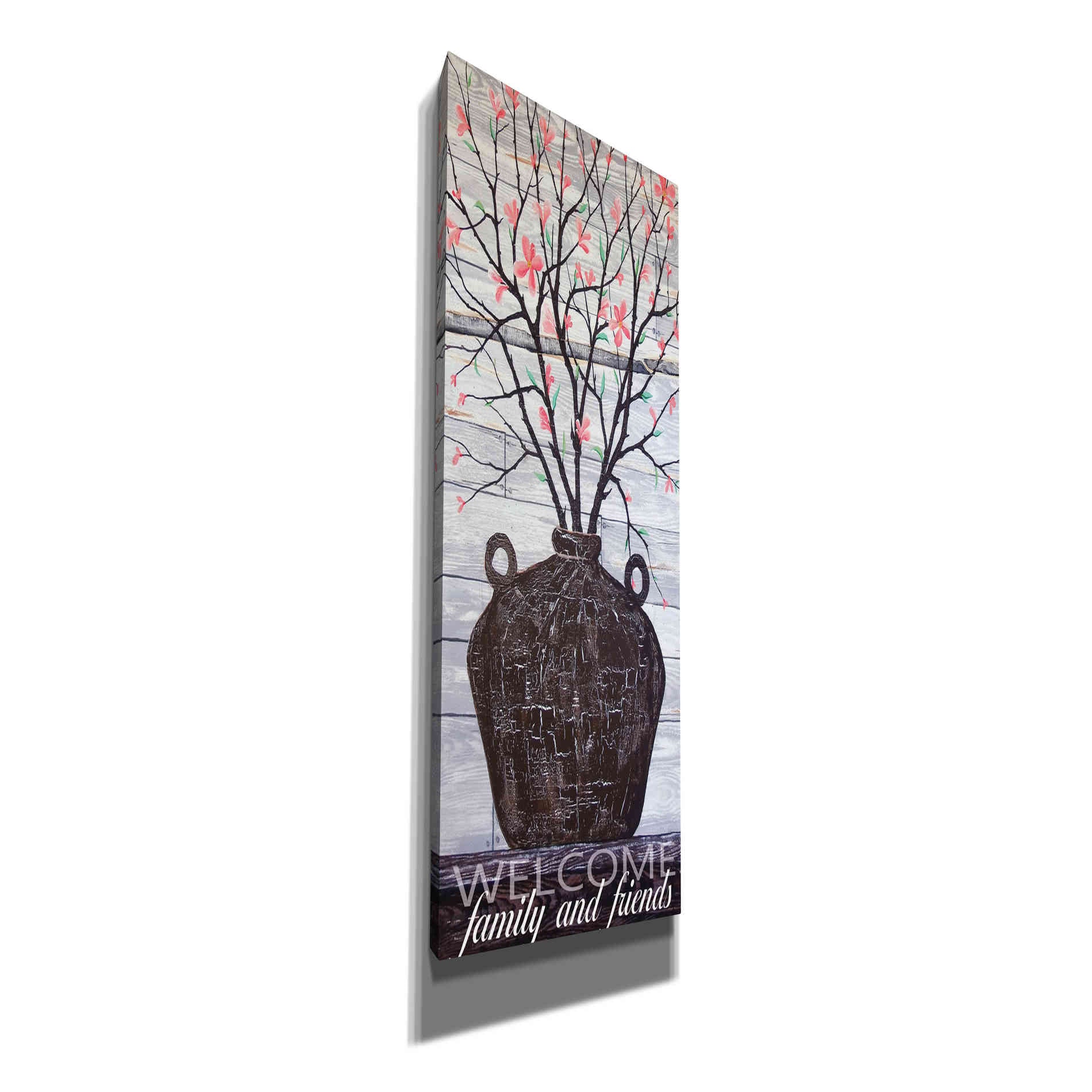 'Pink Blossoms Jug' by Cindy Jacobs, Canvas Wall Art