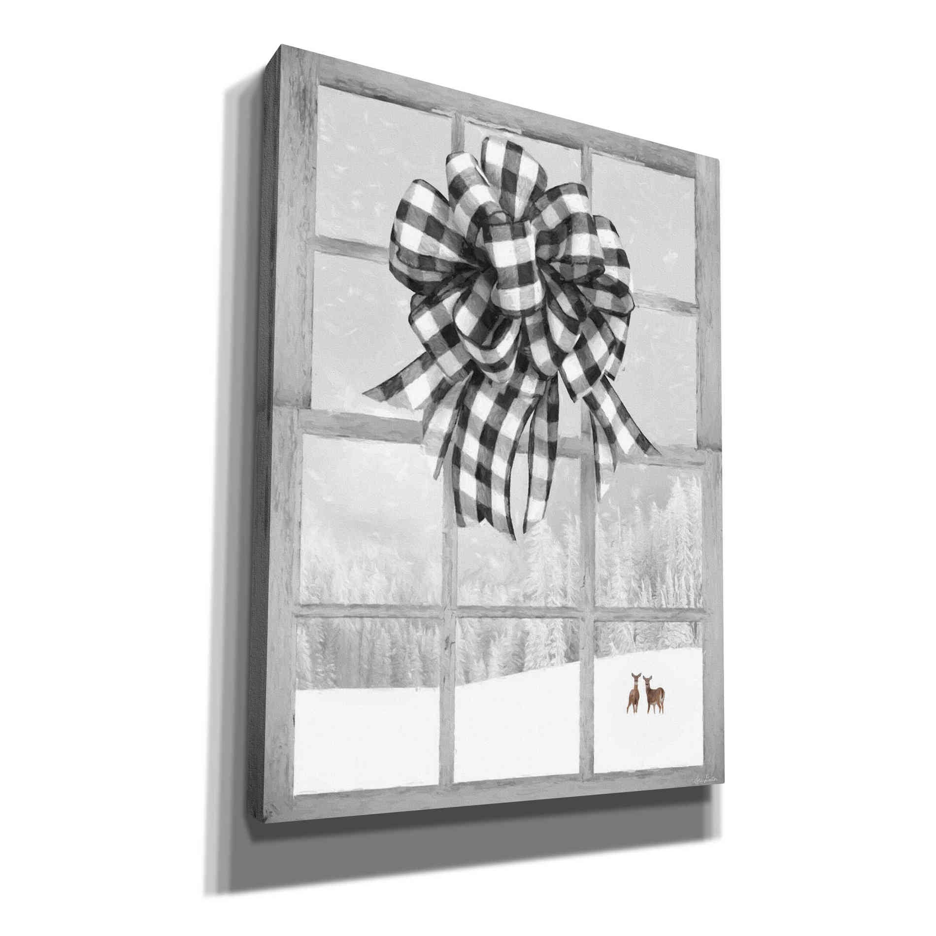 'Christmas Deer with Bow' by Lori Deiter, Canvas Wall Art