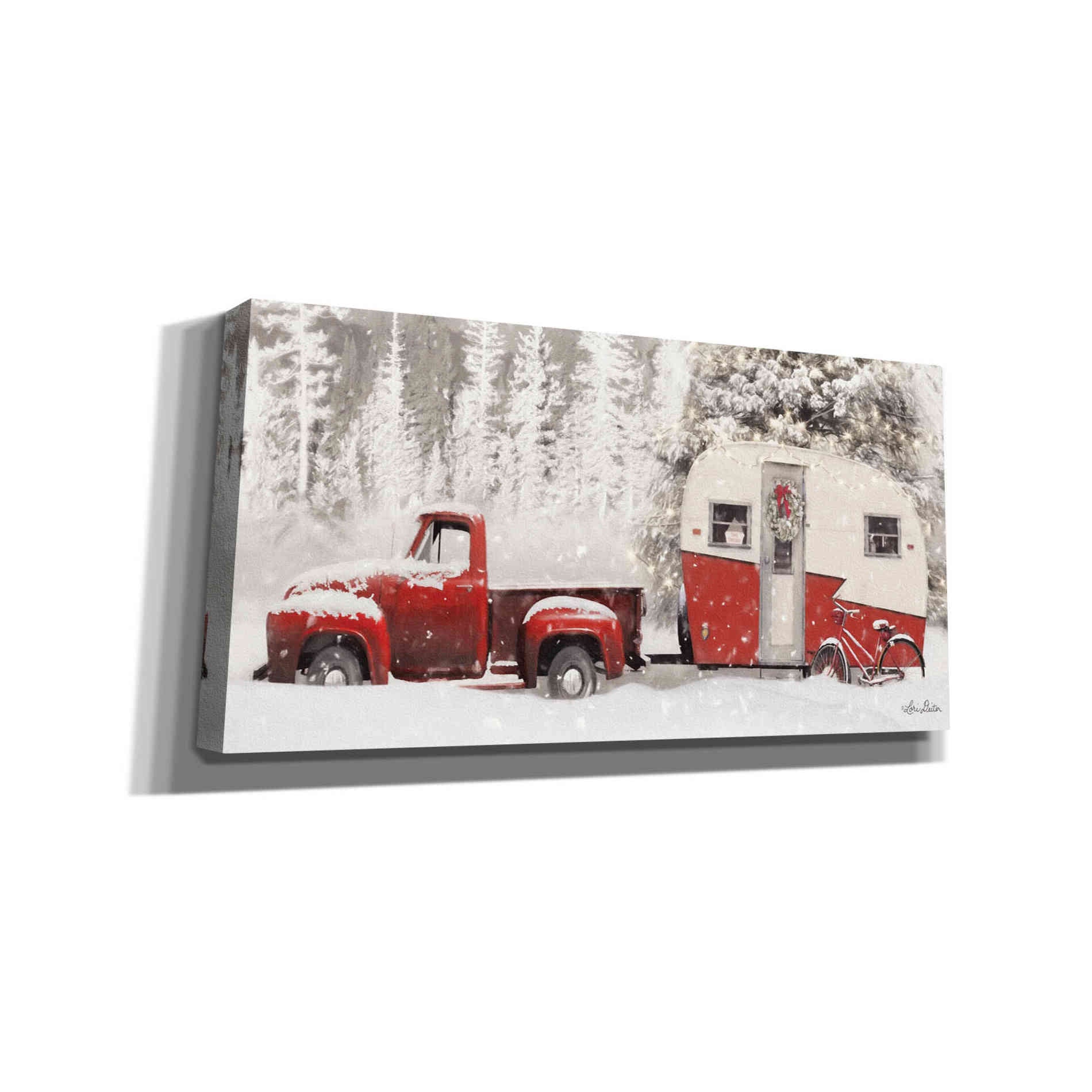 'Christmas Camper with Bike' by Lori Deiter, Canvas Wall Art