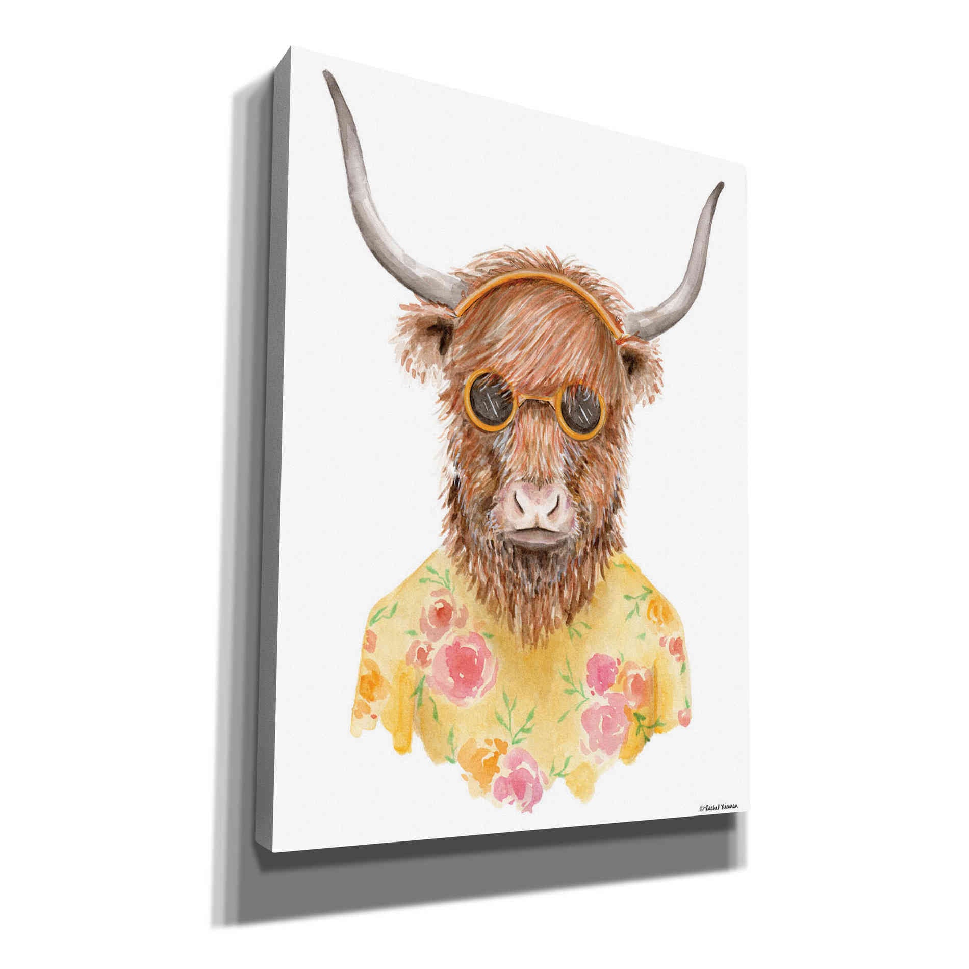 'Yak in Yellow' by Rachel Nieman, Canvas Wall Art
