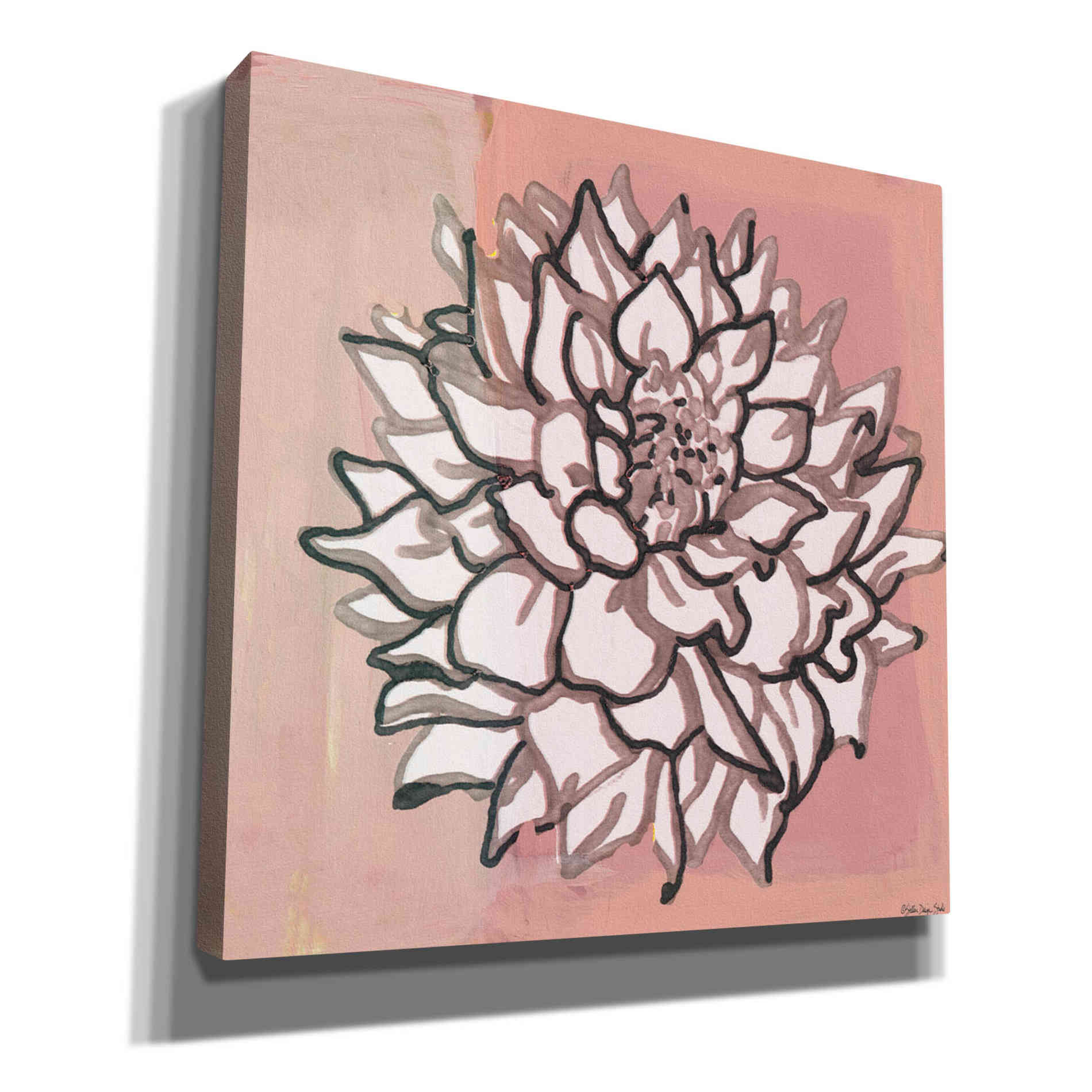 'Pink and Gray Floral 1' by Stellar Design Studio, Canvas Wall Art