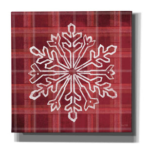 'Red Plaid Snowflakes' by House Fenway, Canvas Wall Art