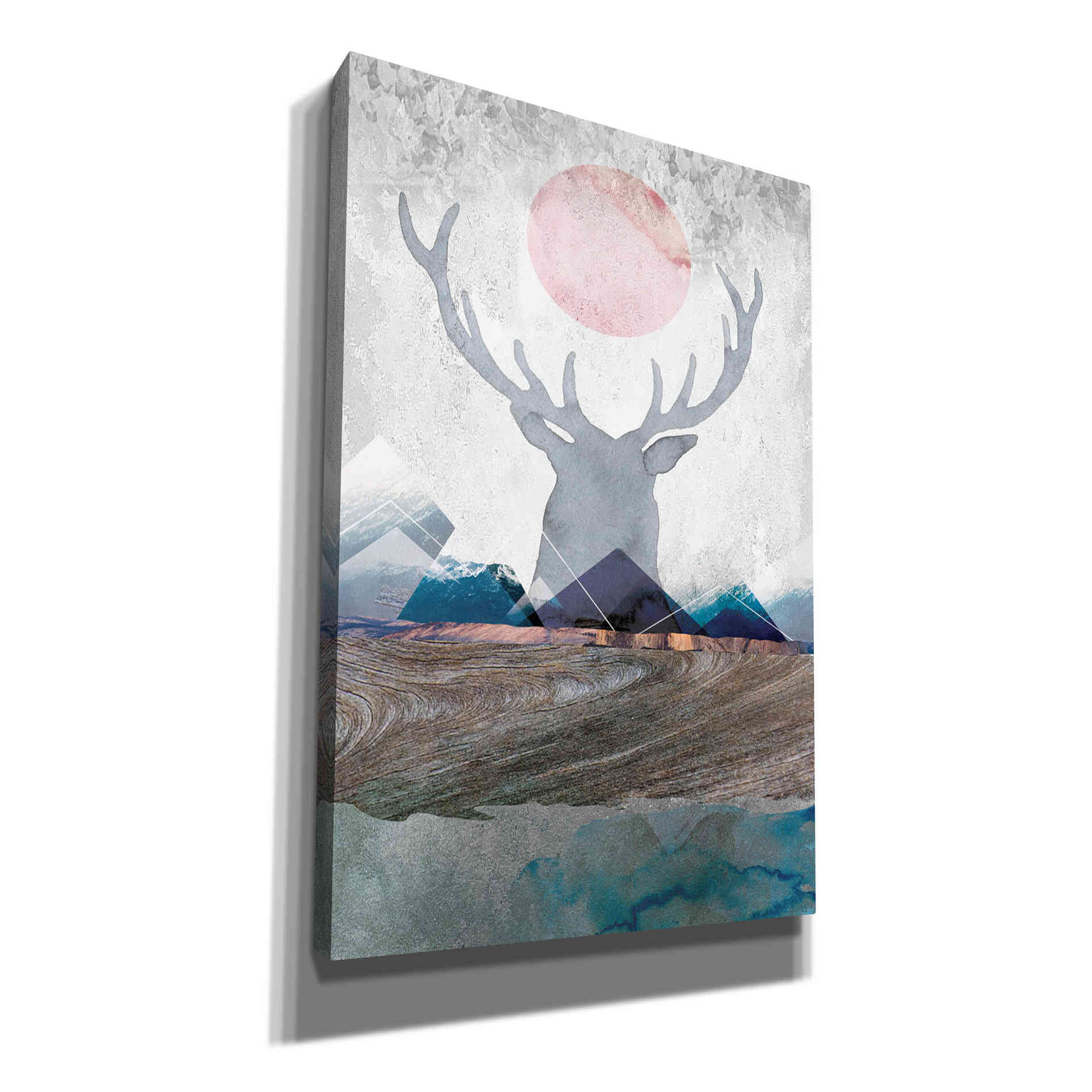 'Deer and Mountains 2' by Louis Duncan-He, Canvas Wall Art