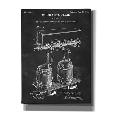 Image of 'Beer Barrel Blueprint Patent Chalkboard' Canvas Wall Art,Size A Portrait