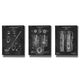 'Golf 3-Piece Set Blueprint Patent Chalkboard' Canvas Wall Art (Set of 3),Size A Portrait