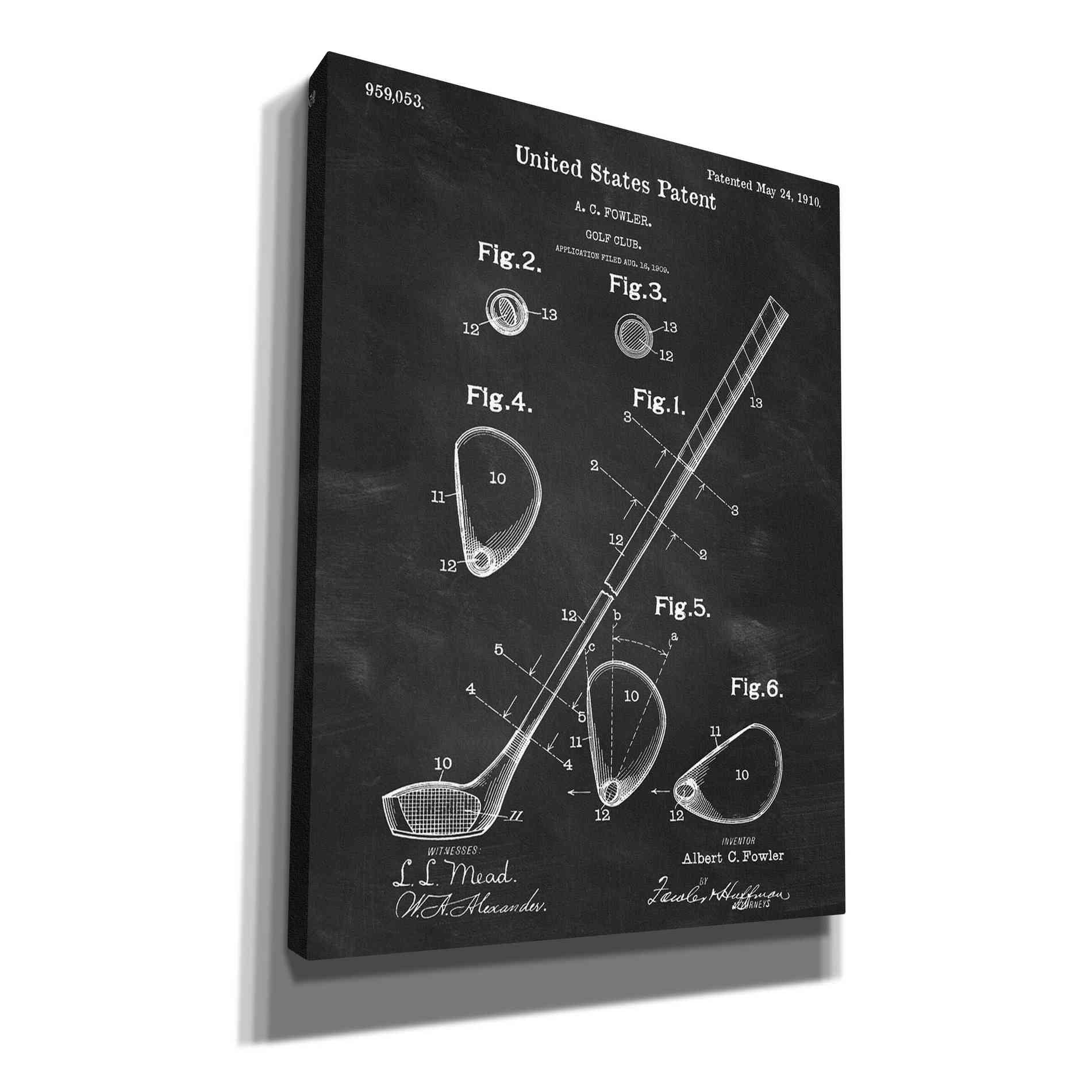 'Golf Club Blueprint Patent Chalkboard' Canvas Wall Art,Size A Portrait