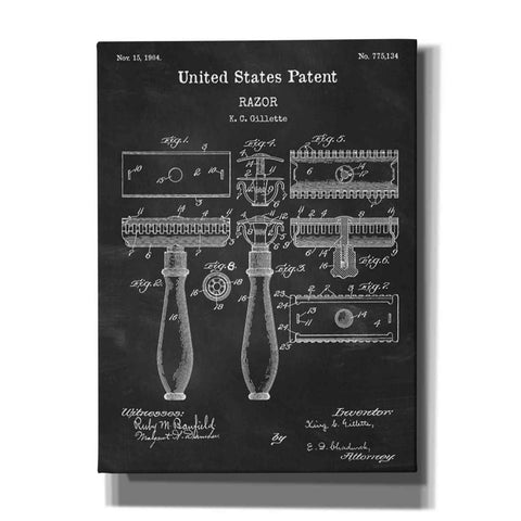 Image of 'Razor Blueprint Patent Chalkboard' Canvas Wall Art,Size A Portrait
