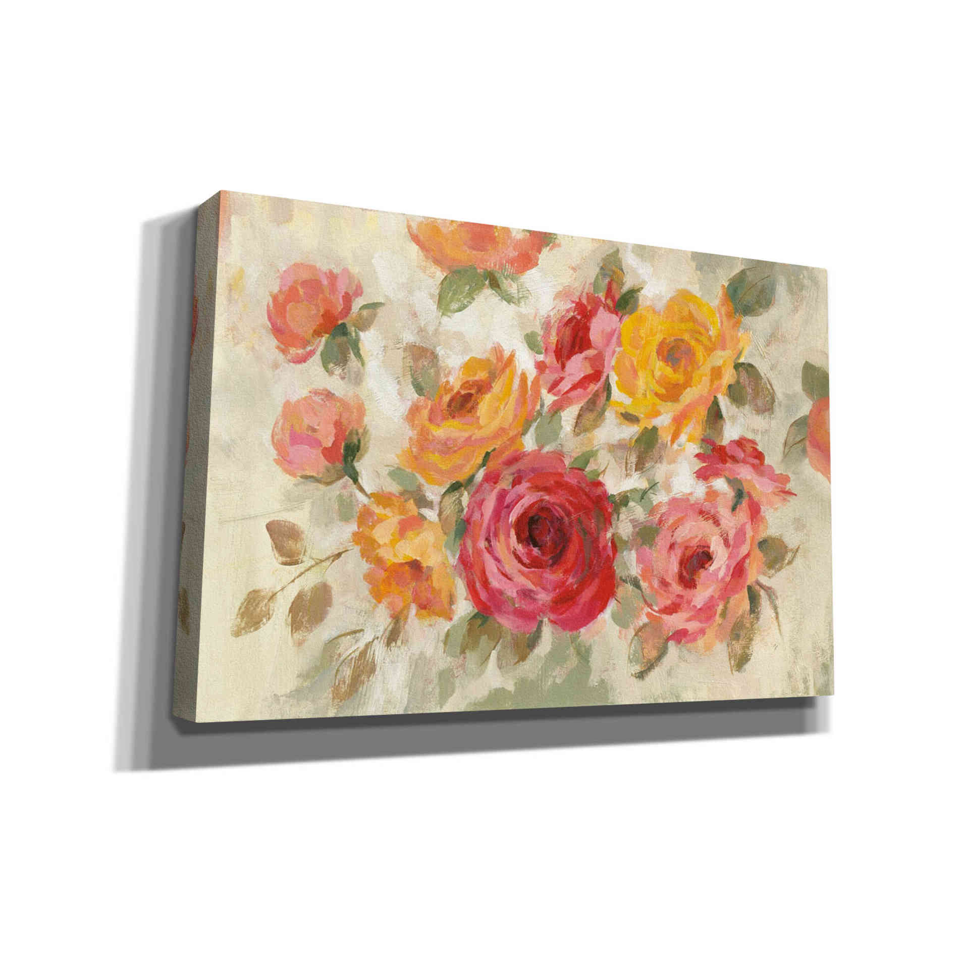 "Brushy Roses" by Silvia Vassileva, Canvas Wall Art,Size A Landscape