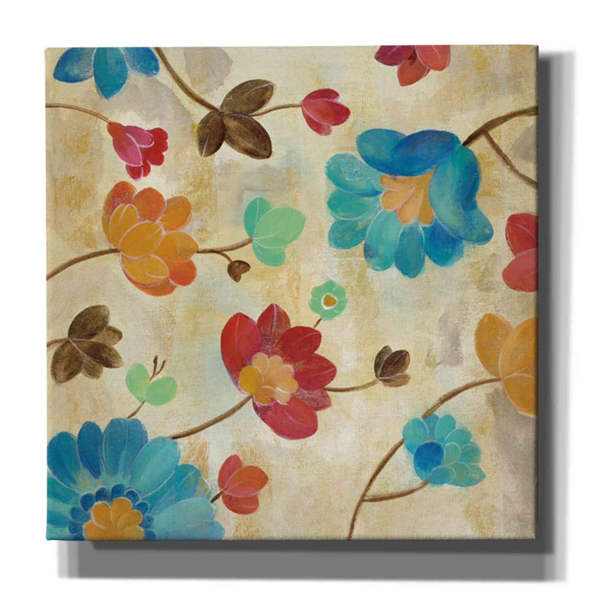 'Coral and Teal Garden II' by Silvia Vassileva, Canvas Wall Art,Size 1 Square