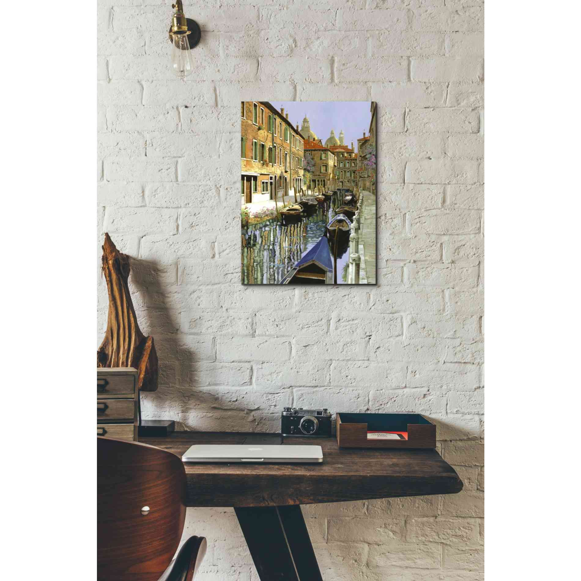 'La Barche Sul Canale' by Guido Borelli, Giclee Canvas Wall Art