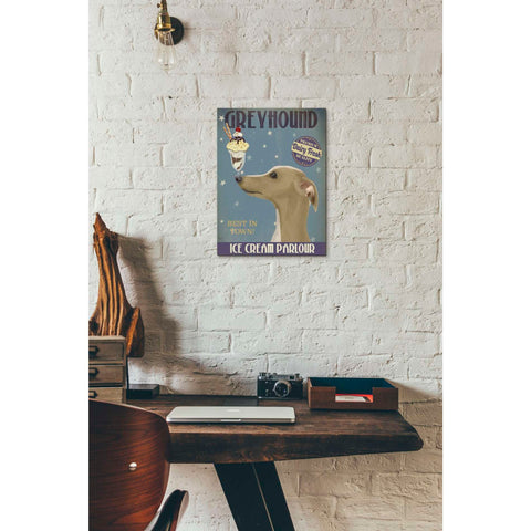 Image of 'Greyhound, Tan, Ice Cream,' by Fab Funky, Giclee Canvas Wall Art