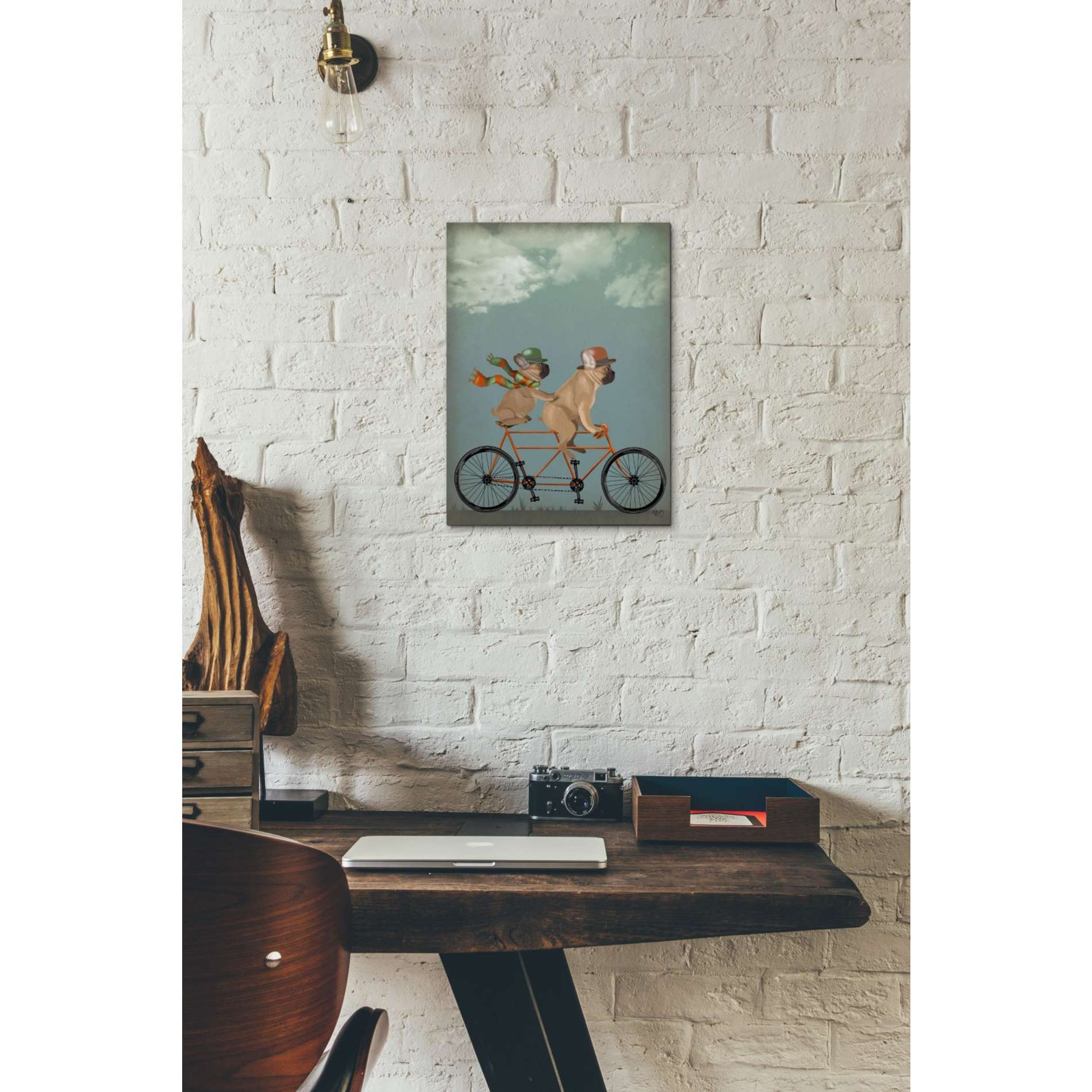 'French Bulldog Tandem,' by Fab Funky, Giclee Canvas Wall Art