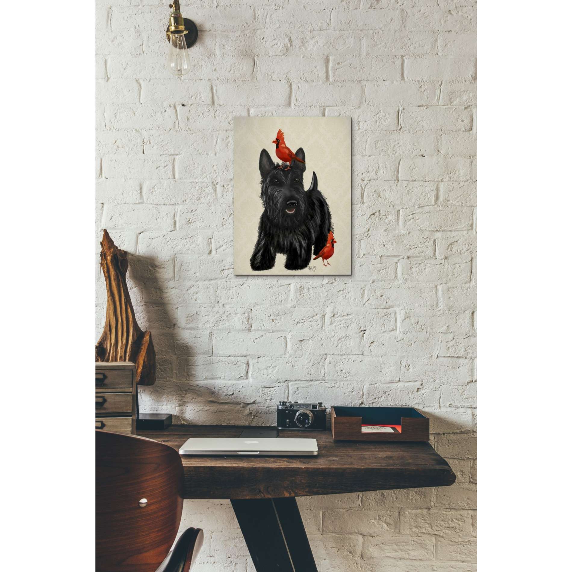 'Scottie Dog and Red Birds' by Fab Funky, Giclee Canvas Wall Art