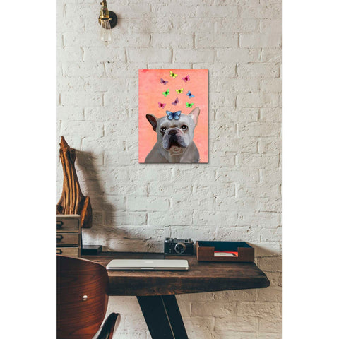 Image of 'White French Bulldog and Butterflies' by Fab Funky, Giclee Canvas Wall Art