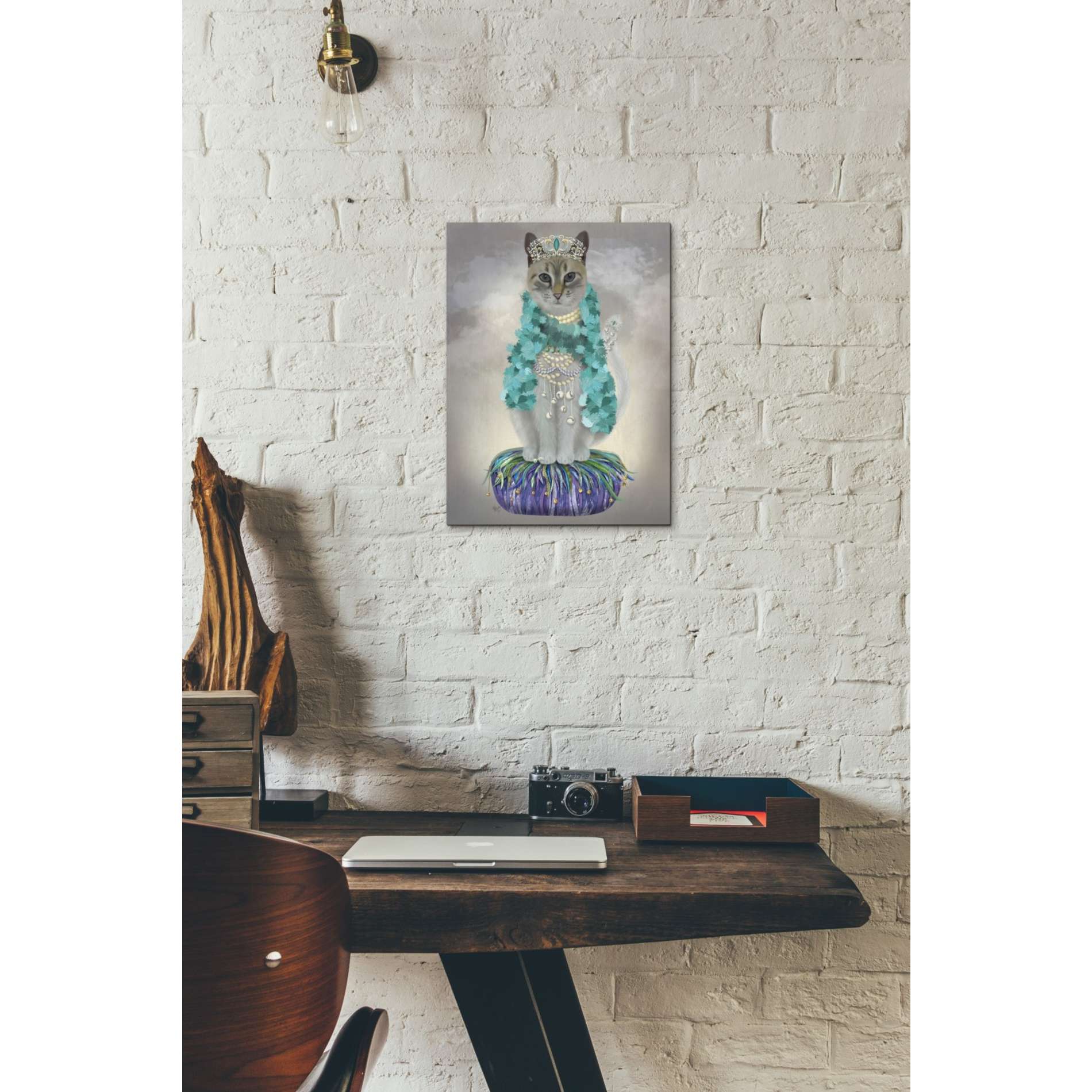 'Grey Cat With Bells, Full' by Fab Funky, Giclee Canvas Wall Art