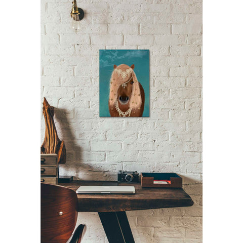 Image of 'Horse Brown Pony with Bells, Portrait' by Fab Funky, Giclee Canvas Wall Art