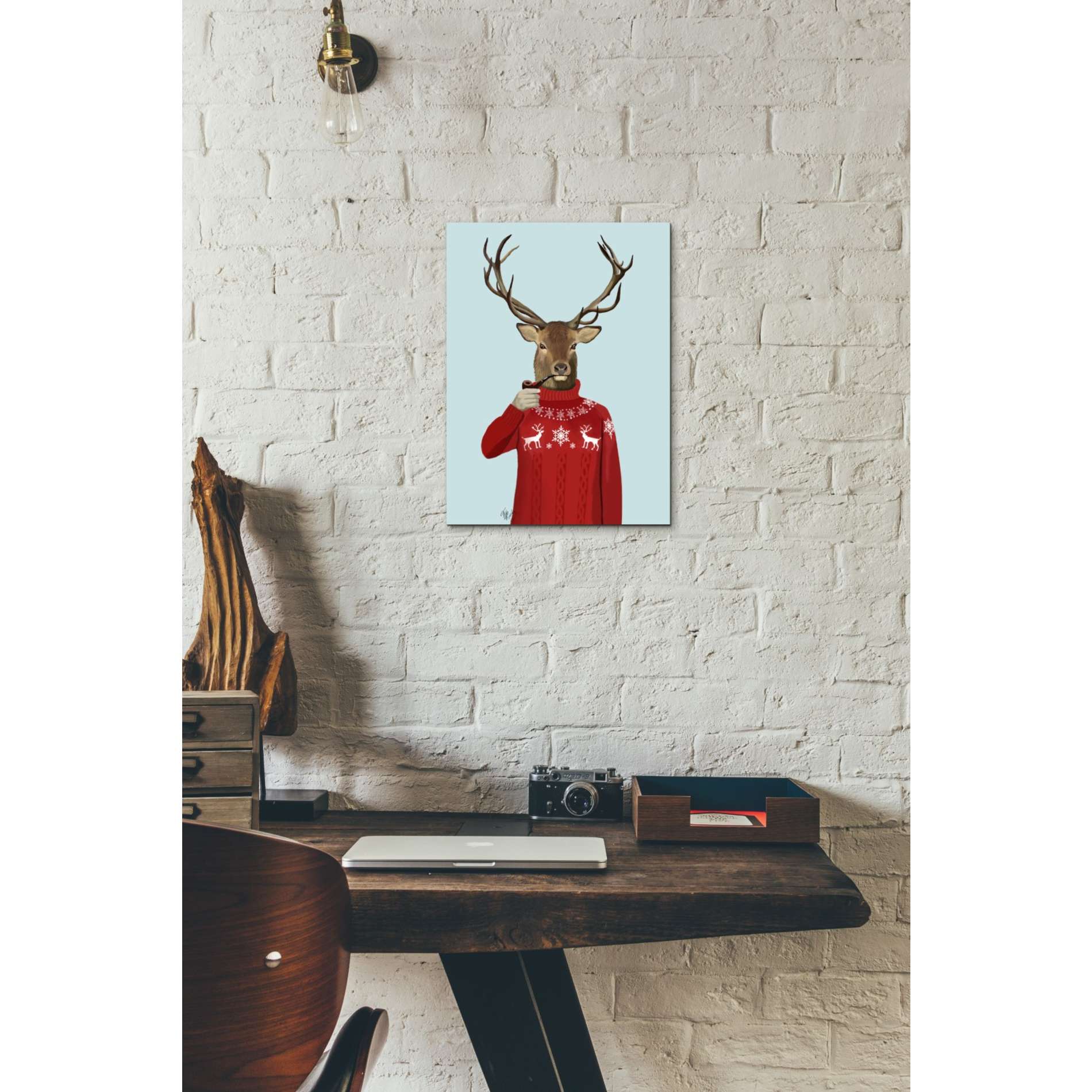 'Deer in Ski Sweater' by Fab Funky, Giclee Canvas Wall Art