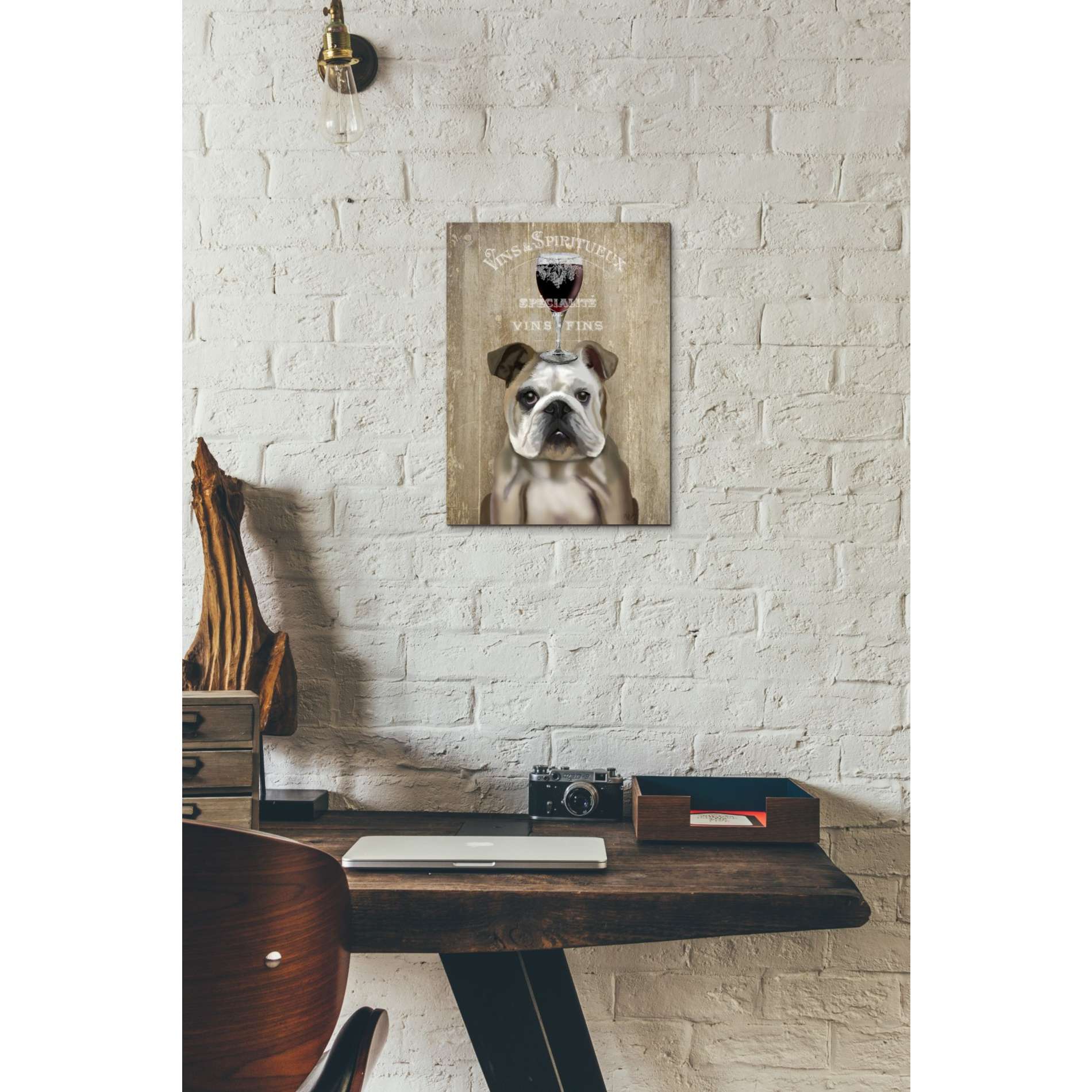 'Dog Au Vin, English Bulldog' by Fab Funky, Giclee Canvas Wall Art