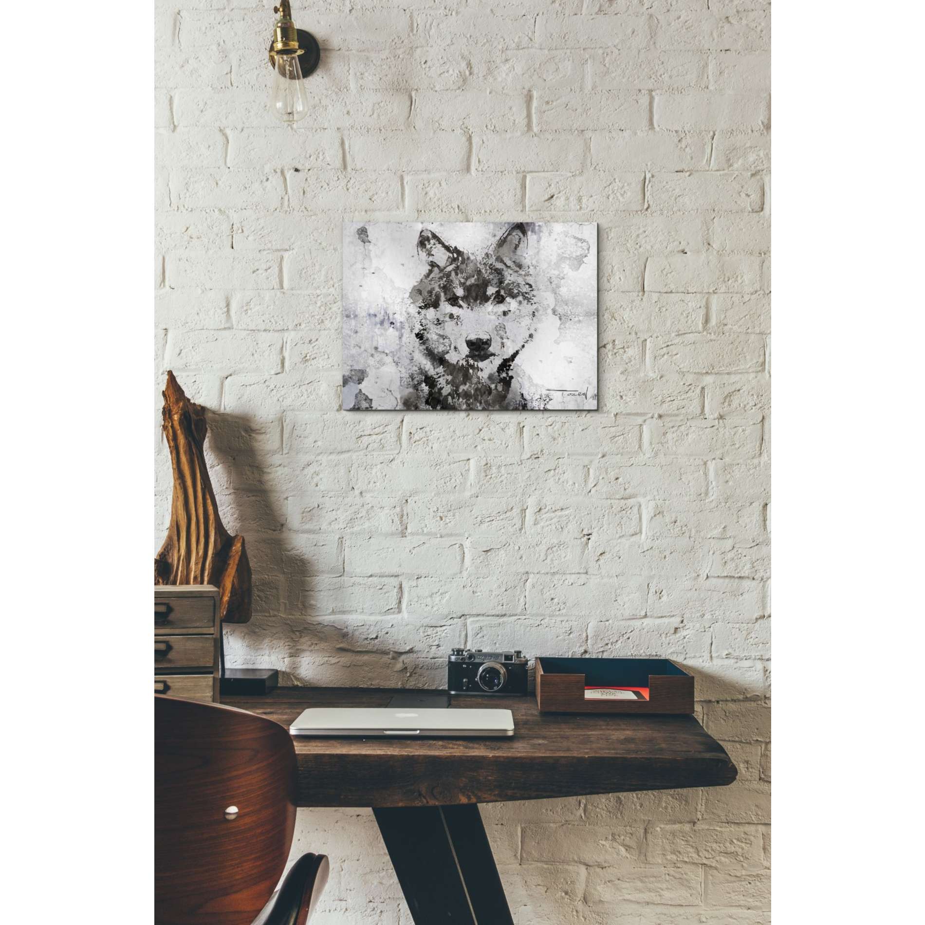 'Rustic Wolf Portrait 3' by Irena Orlov, Canvas Wall Art,16 x 12