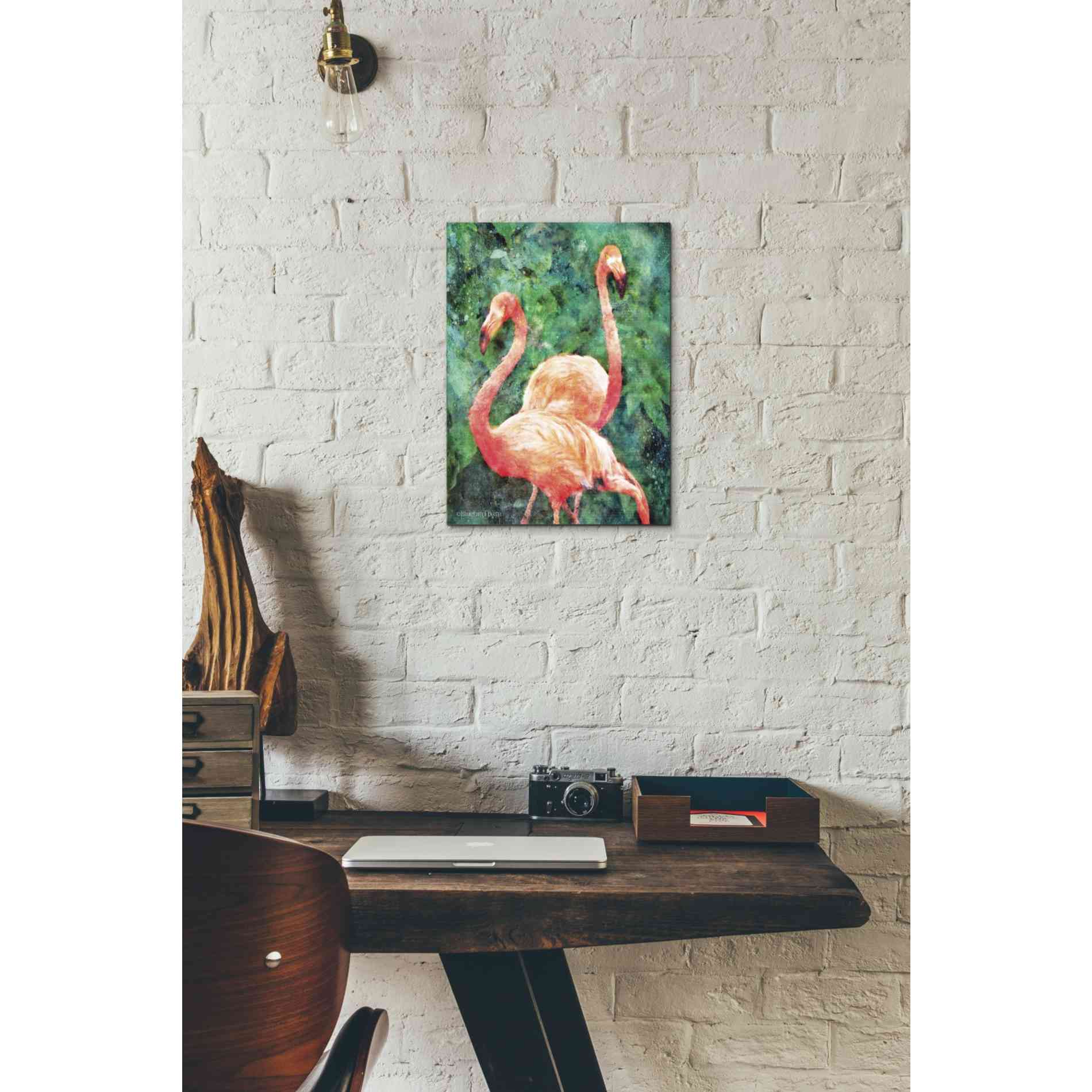 'Flamingos' by Bluebird Barn, Canvas Wall Art,12 x 16