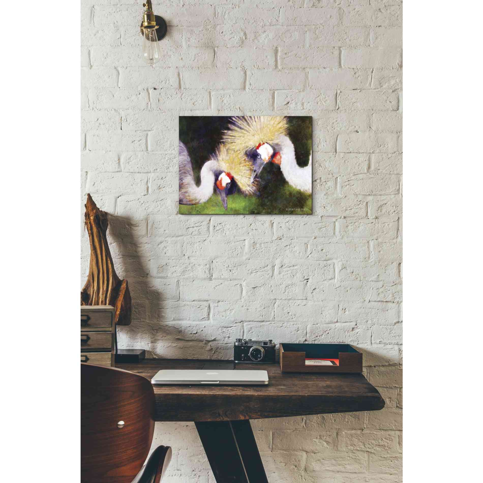 'Two Cranes' by Bluebird Barn, Canvas Wall Art,16 x 12