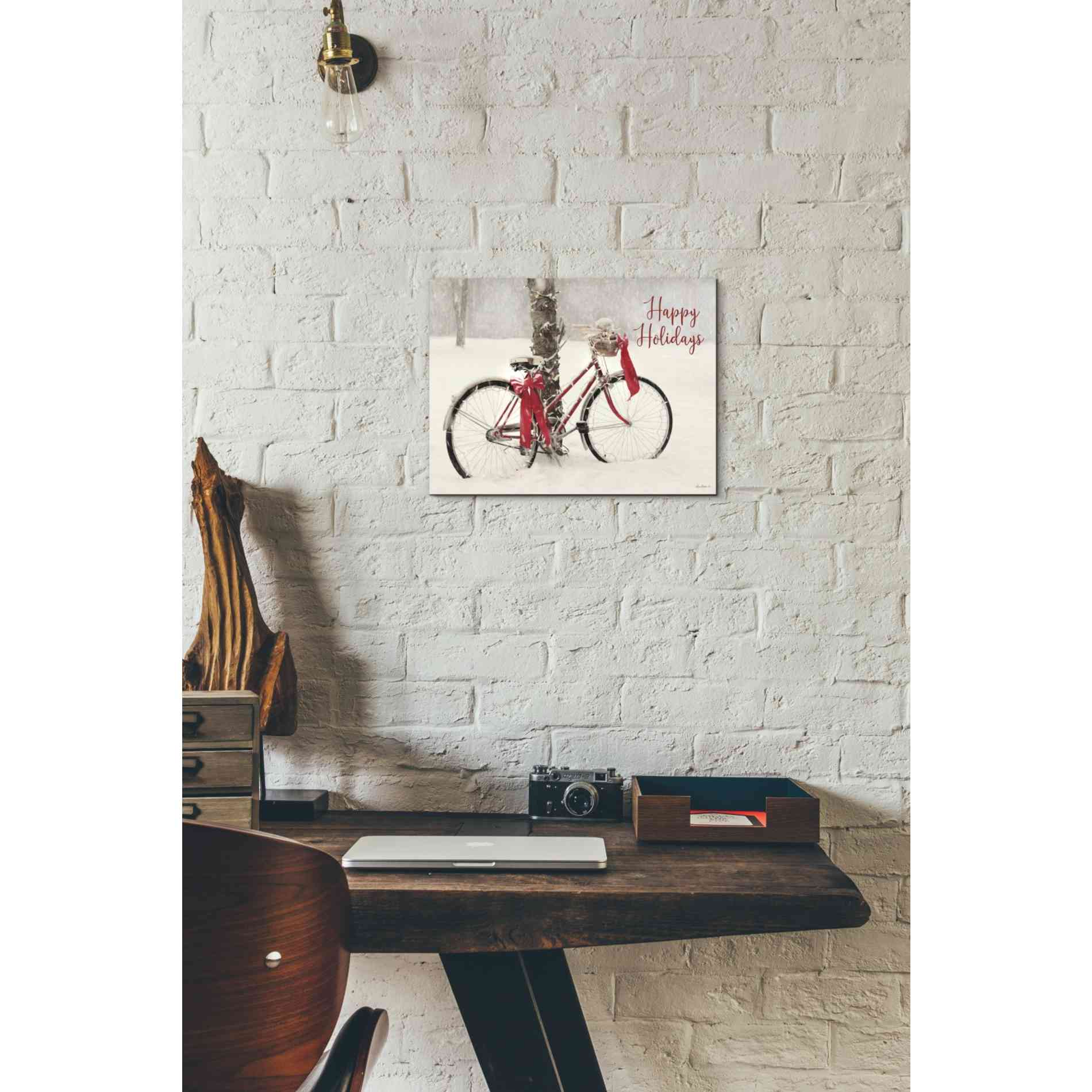 'Happy Holidays Snowy Bike' by Lori Deiter, Canvas Wall Art,16 x 12