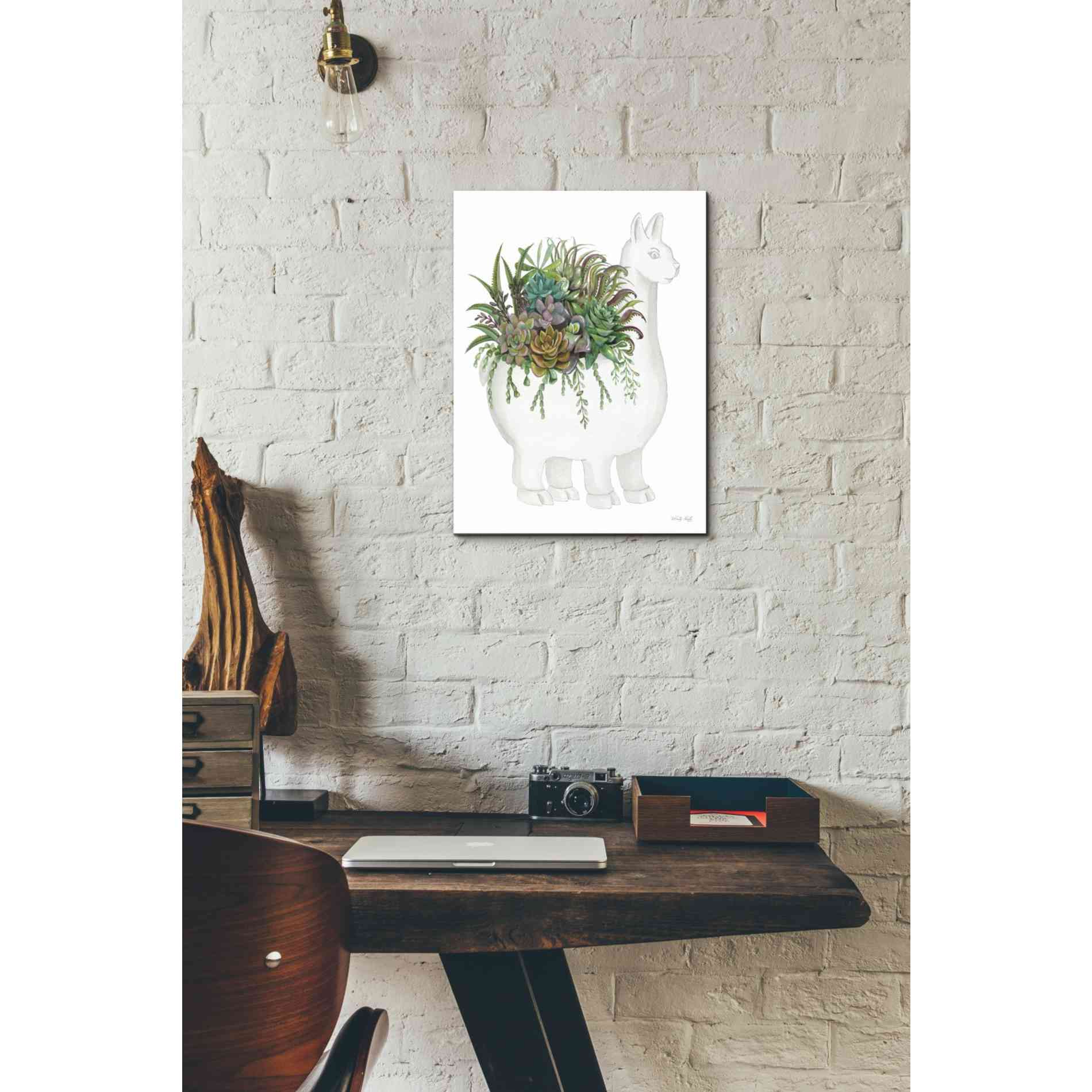'Proud Llama Pot I' by Cindy Jacobs, Canvas Wall Art,12 x 16