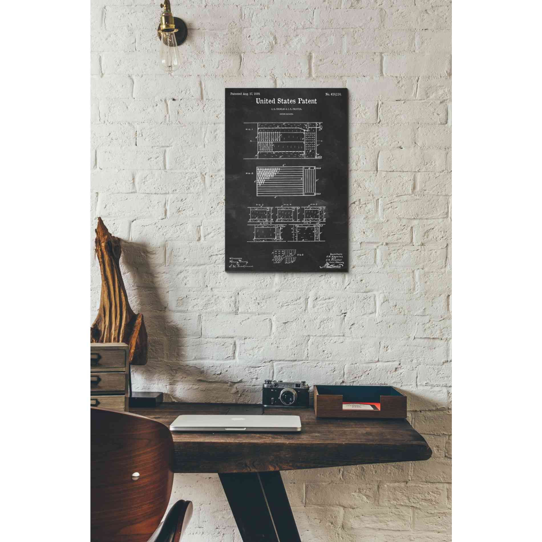'Drying Machine Blueprint Patent Chalkboard' Canvas Wall Art,12 x 18