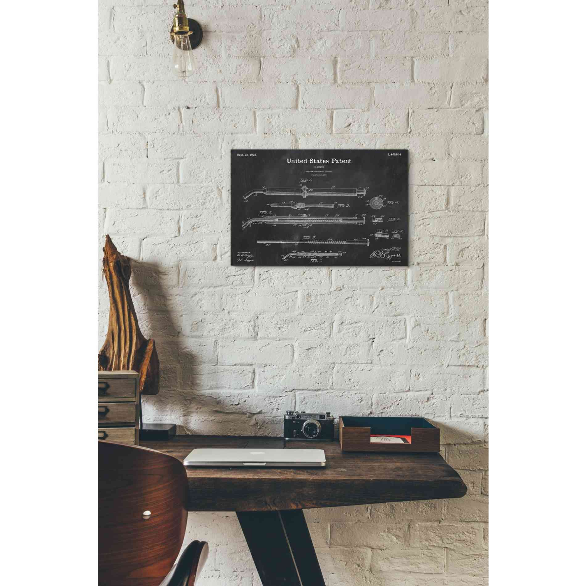 'Amalgam-Dentist Equipment Blueprint Patent Chalkboard' Canvas Wall Art,18 x 12