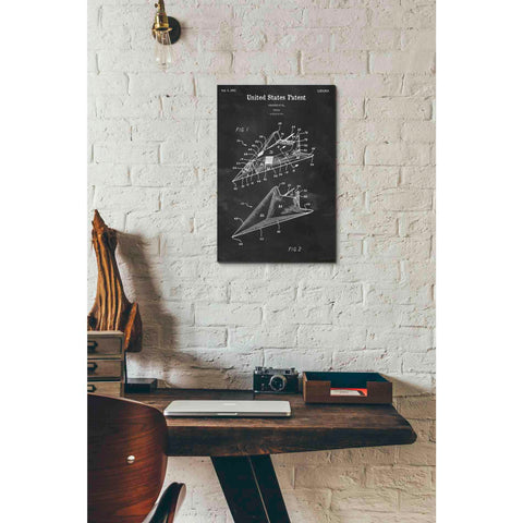 Image of 'F-117 Nighthawk Stealth Fighter Blueprint Patent Chalkboard' Canvas Wall Art,12 x 18
