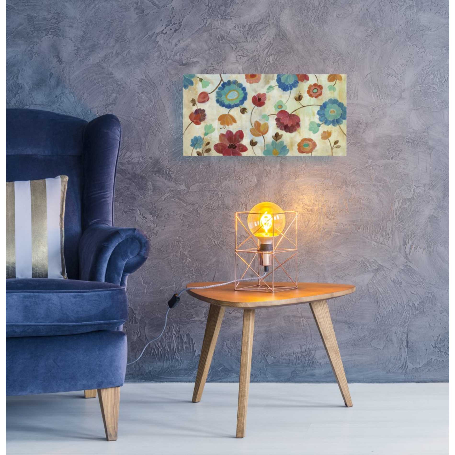 "Coral and Teal Garden III" by Silvia Vassileva, Canvas Wall Art,24 x 12