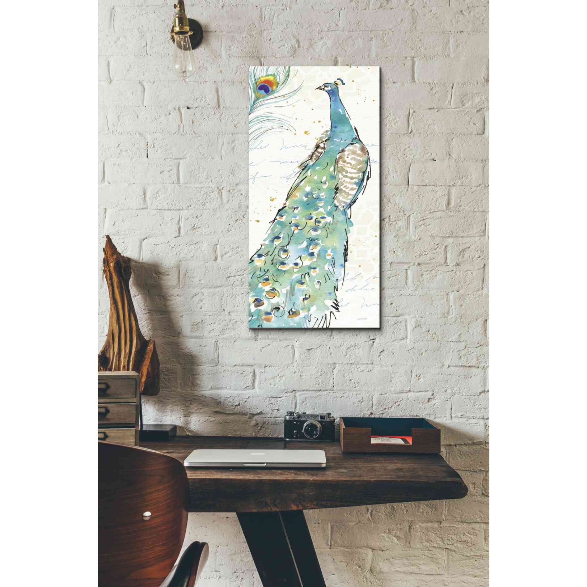 'Peacock Garden III' by Anne Tavoletti, Canvas Wall Art,12 x 24