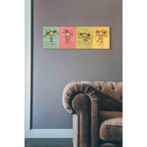Image of 'Dream Love Believe Sing' by Anne Tavoletti, Canvas Wall Art,12 x 36