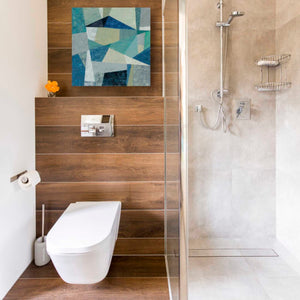 'Indigo Geo Metric' by Silvia Vassileva, Canvas Wall Art,18 x 18