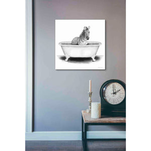 'Zebra in Tub' by Rachel Nieman, Canvas Wall Art,18 x 18